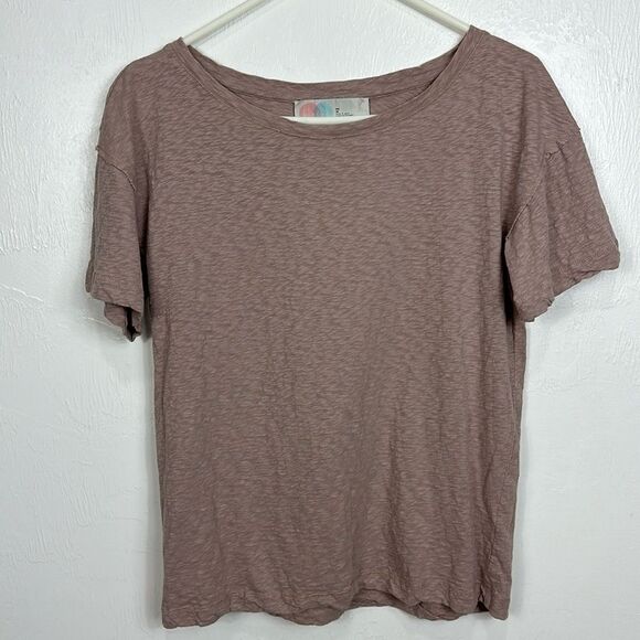 Free People Beach Short Sleeve Round Neck T-shirt In Dusty Rose Size XS - Picture 1 of 7